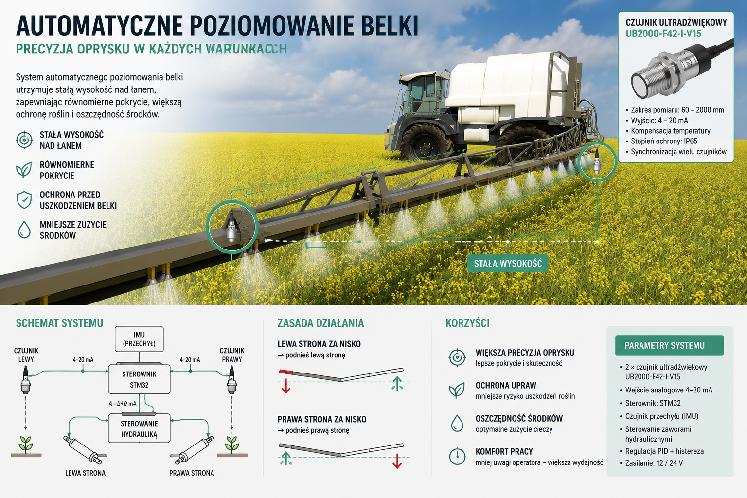 Automatyczne poziomowanie belki, kontrola sekcji i automatyczna dawka. Czy obsługa opryskiwacza może być jeszcze wygodniejsza?